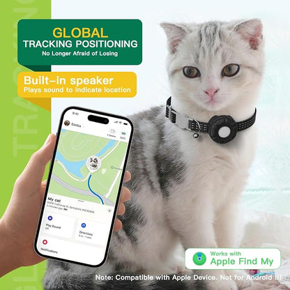 GPS Tracker for Cats, Mini GPS Cat Tracker, Smart Pet Activity Tracker, No Monthly Fee, Pet Tracker Compatible with Apple Find My(iOS Only), Anti-Lost, Finder Tag for Cars, Pets, Kids, Items, Black