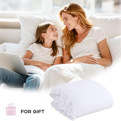 JANZAA King Size Comforter Set White Ruffled Comforter Set Soft Vintage Farmhouse Bed Beding Set Fluffy 3PCS Shabby Chic Bedding with 2 Pillowcases