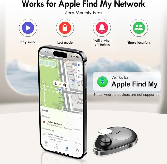 lulaven GPS Tracker for Kids 4 Pack, Magnetic Unlocker Tool, Hidden Anti-Removal Pin Tag, Works with Apple Find My (iOS only), No Monthly Fee, Tracking Device for Children Elderly Pets Backpack