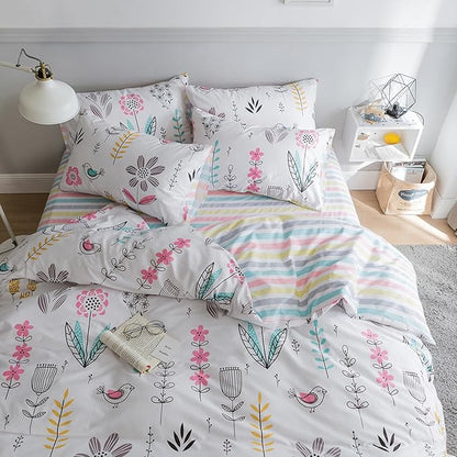HighBuy Boho Floral Comforter Set Queen,Girl Cottagecore Floral Printed Bedding Comforter Sets 3 Piece, Luxury Decorative Bedding Set,1 Fluffy Comforter and 2 Pillowcase