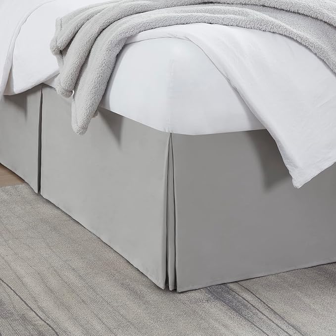 Nestl Silver Full XL Bed Skirt - Full XL Size Bed Skirt 14 Inch Drop - Brushed Microfiber Bed Skirts - Hotel Quality Pleated Bed Skirt - Shrinkage & Fade Resistant