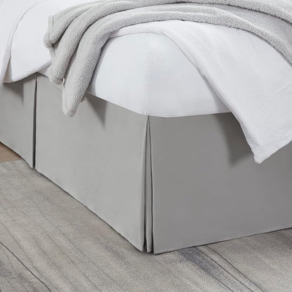 Nestl Silver Bed Skirt Cal King Size - Cal King Bed Skirt 14 Inch Drop - Brushed Microfiber Bed Skirts - Hotel Quality Pleated Bed Skirt - Shrinkage & Fade Resistant