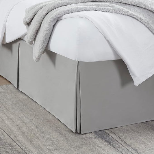 Nestl Silver Bed Skirt Cal King Size - Cal King Bed Skirt 14 Inch Drop - Brushed Microfiber Bed Skirts - Hotel Quality Pleated Bed Skirt - Shrinkage & Fade Resistant
