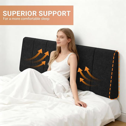 Full Size Headboard Only-No Assembly Required, Black | Easy to use no assembly required, Linen fabric and extra-thick foam for added comfort, Modern style headboard full size