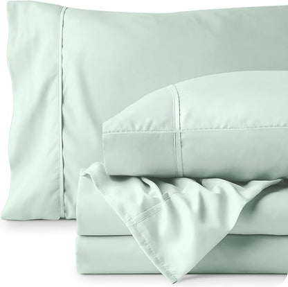 Bare Home King Sheet Set - 1800 Ultra-Soft Microfiber King Bed Sheets - Double Brushed - Deep Pockets - Easy Fit - 4 Piece Set - Bedding Sheets & Pillowcases (King, Spring Mint)