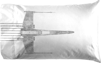 Jay Franco Kids Sheet Set with Fitted, Flat Sheets & Pillow Cover - Ultra-Soft Bedding with Pillowcase for Room Decor, White - Star Wars, 4 Piece Full