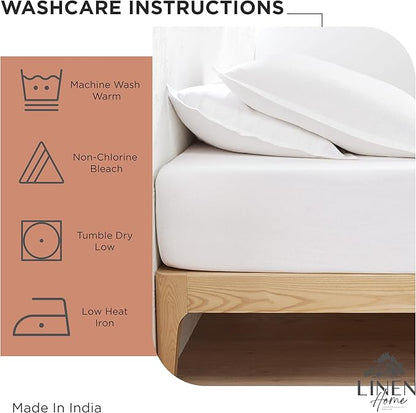 Linen Home 100% Cotton Percale Pillowcases King Size, Tera Clay, 2 Pieces of Pillow Case, Crisp and Cool Strong Bed Linen, 20 inches X 40 inches