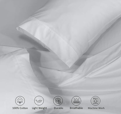 RUVANTI 100% Cotton Sheets – Twin Size Percale Bedding, Cooling & Breathable, Durable with a Crisp, Soft & Comfortable Feel, 16" Deep Pocket, 3-Piece Set, Quiet Gray