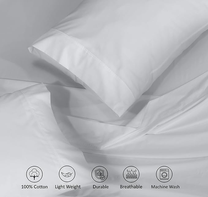 RUVANTI 100% Cotton Sheets – California King Percale Bedding, Cooling & Breathable, Durable with a Crisp, Soft & Comfortable Feel, 14" Deep Pocket, 4-Piece Set, Quiet Gray