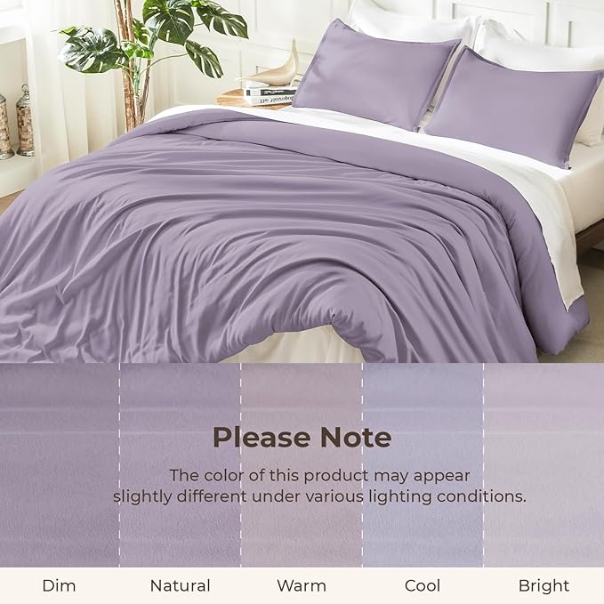 Litanika Grayish Purple Comforter Set Twin/Twin XL Size, 2 Pieces Lightweight Solid Bedding Comforter Set, All Season Fluffy Bed Set (66x90In Comforter & 1 Pillowcase)