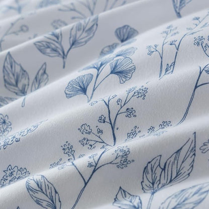 Floral Comforter Set Twin 2 Pieces Soft Bedding Comforter Set Garden Style Chic Blue Floral Print Botanical Flower Comforter for All Seasons 1 Comforter and 1 Pillowcases