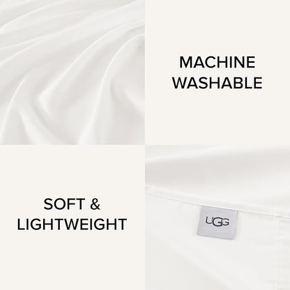 UGG Hedi Cali King Sheet Set 4-Piece Luxury Cooling Sheets Deep Pockets Premium Bedding with 2 Pillow Shams Hypoallergenic Machine Washable Soft Lightweight Bed Set for Bedroom, California King, White