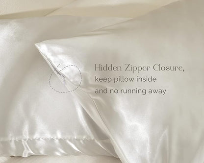 Yanibest Satin Pillowcase, Silk Pillow Cases for Hair and Skin with Zipper, Queen Pillow Cases Set of 2 for 20"x30", Exquisite Packaging for Women Men