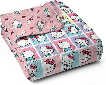 Northwest Hello Kitty Sweet As Can Be Quilted Throw, Comfy Throw, Adults Boys Girls, Soft Lightweight for Chair or Couch, 60 x 80 Inches