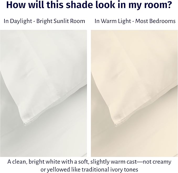 California Design Den California King Sheets Deep Pockets Set - Certified 100% Egyptian Cotton Sheets Set, Lightweight & Crisp Percale, Durable Luxury Bedding - Ivory
