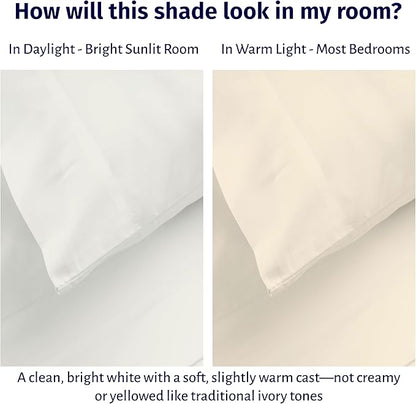 California Design Den California King Sheets Deep Pockets Set - Certified 100% Egyptian Cotton Sheets Set, Lightweight & Crisp Percale, Durable Luxury Bedding - Ivory
