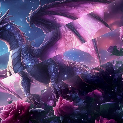 Boys Kids Dragon Comforter Set Queen Size Purple Rose Bedding Set 3 Pieces Modern Science Fiction Theme Bedding Soft Lightweight Comforter for All Season,2 Pillowcases