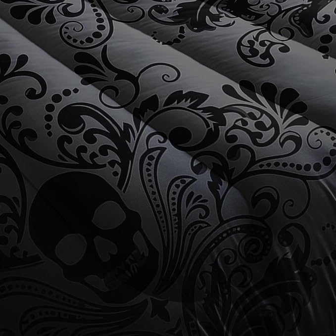 Skull Bedding Set Queen Size,Goth Bedding Sets Queen with Comforter,Skull Comforter Set,Bohemian Bedding Queen Comforter Set,Gothic Bedding Decor Queen Comforter Set Western Boho Hippie