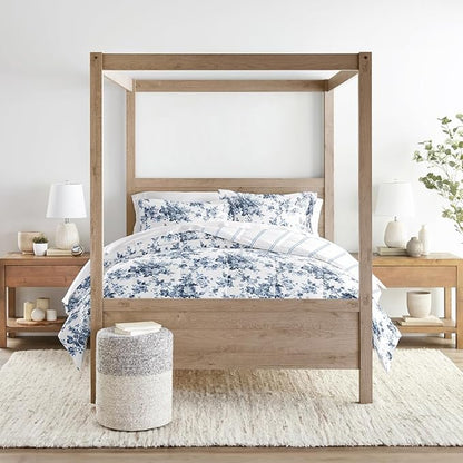 LINENS & HUTCH Comforter Set Patterned Microfiber All Season Down-Alternative Ultra Soft Bedding in Cabbage Rose Stripe - Full/Queen Cabbage Rose Stripe Stone