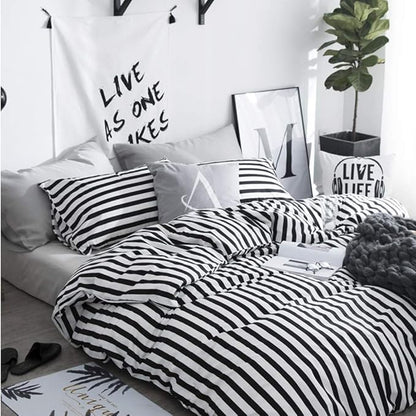 CLOTHKNOW Striped Twin/Twin XL Comforter Set Black and White Bedding Comforter Sets Farmhouse Comforter Soft Ticking Bedding