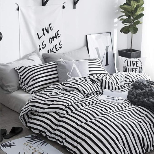 CLOTHKNOW Striped Twin/Twin XL Comforter Set Black and White Bedding Comforter Sets Farmhouse Comforter Soft Ticking Bedding