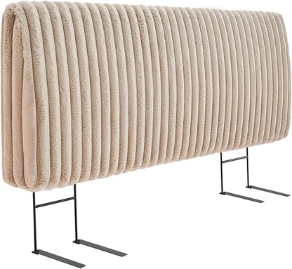 4.7" Upholstered Modern Headboard for Queen Size Bed, Height Adjustable and Ergonomic Headboard, Easy Assemble, Sturdy and Durable, Faux Rabbit Fur, Light Camel