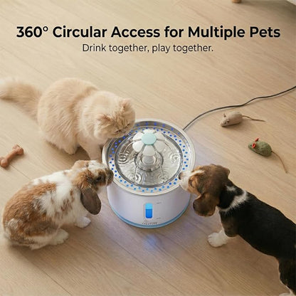 Wonder Creature Cat Water Fountain Stainless Steel Lid 81oz | Quiet Pet Fountain, LED Water Level Window, Multi-Layer Filter, Dishwasher-Safe Stainless Steel Lid for Cats and Dogs