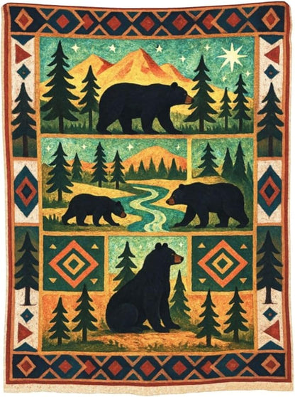 Cabin Bear Blanket Super Soft Warm Fluffy Fleece Flannel Animal Throw Blanket Cozy Fuzzy Plush Stuff Bedding Blankets Gifts for Women Kids Boys Girls Adults 80"X60"