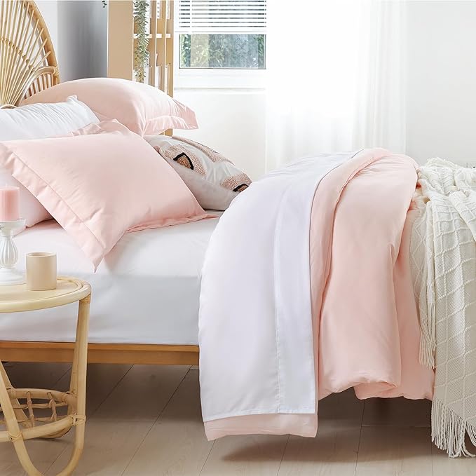weigelia Twin Comforter Set 5 Pieces Pink Comforter Set Soft Blush Pink Bed Set Twin Bedding Set for Girls with Comforters, Flat & Fitted Sheets, Pillowcases & Shams