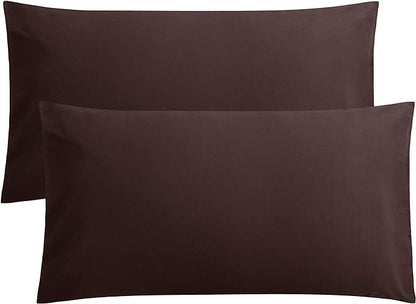 FLXXIE King Pillow Cases Set of 2, Soft Microfiber Pillow Covers with Envelope Closure, Wrinkle, Fade and Stain Resistant Pillowcases, 20x36, Dark Brown