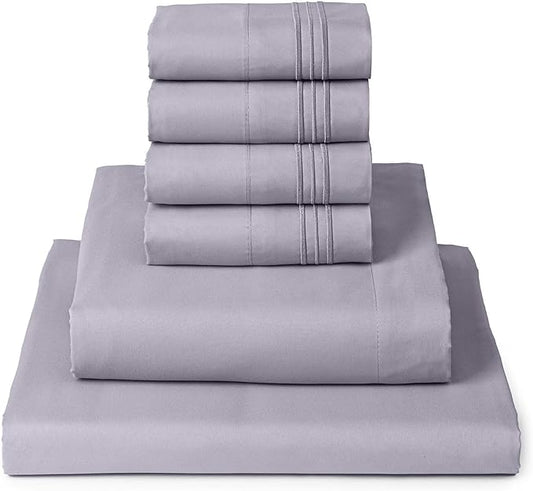 Mellanni King Sheet Set - 6-Piece Iconic Collection Bedding, (Including 4 Pillowcases), 16-Inch Deep Pocket, Easy Care, Extra Soft, Cooling Sheets, Brushed Microfiber - Lavender