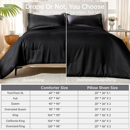 MUXHOMO Black Full Comforter Sets, All Season Ultra Soft Down Alternative Bedding - 3 Piece Lightweight Bed Set Includes 1 Comforter (82"x86") and 2 Pillow Shams (20"x26")