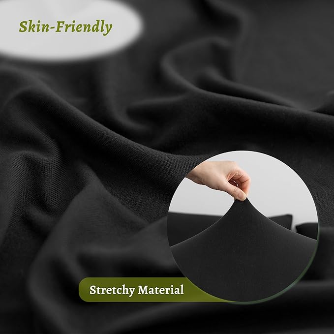 Stretchy Body Pillow Case Cover - Jersey Knit Long Pillowcase for Body Pillow, 1 Pack - Envelope Closure & Skin-Friendly, Soft and Breathable for Sleeping, 20"x54", Black