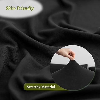 Stretchy Body Pillow Case Cover - Jersey Knit Long Pillowcase for Body Pillow, 1 Pack - Envelope Closure & Skin-Friendly, Soft and Breathable for Sleeping, 20"x54", Black