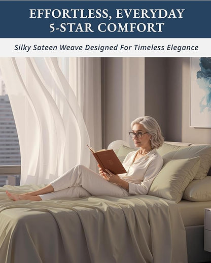 LANE LINEN 100% Egyptian Cotton Extra Long Twin Sheet Set, Soft & Comfy No Pill Fade Resistant Oeko-Tex Certified sustainably Produced Cotton Sheets XL Twin Sheets - Linen