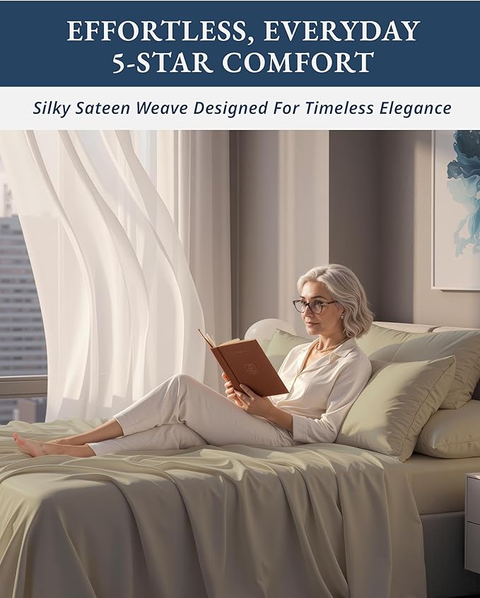 LANE LINEN 100% Egyptian Cotton Bed Sheets Full Size, 15 inch Deep Pocket Full Bedding Set, Naturally Temperature Regulating Cooling NO Pill Fade Resistant Cotton Sheets Full - Linen