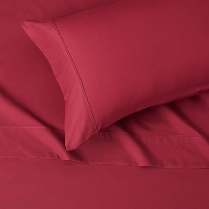 Amazon Basics Lightweight Super Soft Easy Care Wrinkle Free Breathable Brushed Microfiber 3 Piece Bed Sheet Set with 14-Inch Deep Pockets, Twin, Burgundy, Solid