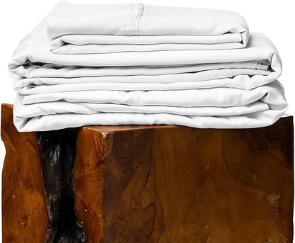 Olive + Crate Tencel Lyocell Eucalyptus Queen Size Sheet Set - Cooling Tencel Sheets for Hot Sleepers with 18 Inch Deep Pocket Fit - White Snow 4-Piece Set