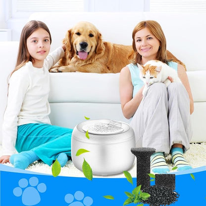 6+6 Pack Lite Fountain Replacement Foam Filters and Sponge Mufflers | 6 Sets Cat Water Fountain Filters Compatible with Lite 2.5L/84oz Cat Water Fountain Foam Pet Water Filters Replacment for Pet