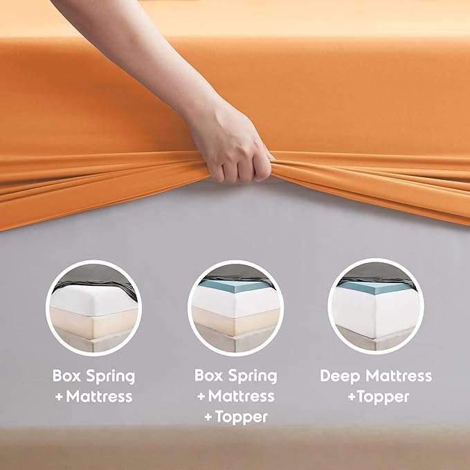 Nestl California King Sheet Set - 1800 Ultra-Soft Microfiber Cal King Bed Sheets - Double Brushed - Deep Pockets - Easy Fit - 4 Piece Set - Bed Sheets (California King, Light Orange)