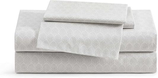 Tommy Bahama - Queen Sheet Set, Crisp & Cool Cotton Percale Bed Sheets, Deep Pockets, Bedding with Matching Fitted Sheet & Pillowcases (Line Palms Grey)