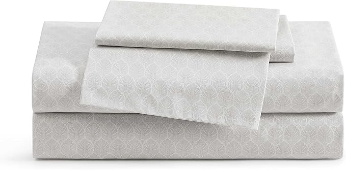 Tommy Bahama - King Sheet Set, Crisp & Cool Cotton Percale Bed Sheets, Deep Pockets, Bedding with Matching Fitted Sheet & Pillowcases (Line Palms Grey)