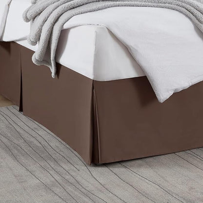 Nestl Dark Brown Bed Skirt King Size - King Bed Skirt 14 Inch Drop - Brushed Microfiber Bed Skirts - Hotel Quality Pleated Bed Skirt - Shrinkage & Fade Resistant