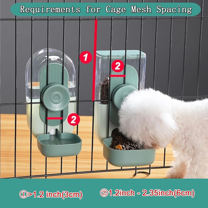 Lemtrflo Rabbit Feeder, Bunny Water Bottle Dispenser, Pet Cage Food Bowl | Suitable for Rabbits, Guinea Pigs, Ferrets, Cat and Other Small Pets