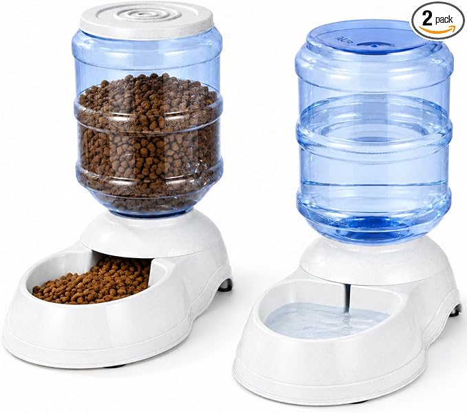 Automatic Dog Feeder and Water Dispenser Set for Large Dogs, 3 Gallon Gravity Dog Cat Food and Water Dispenser Set with Pet Food Bowl,Large Pet Food Water Dispenser Station