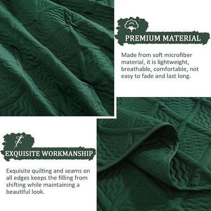 Yiran California King Quilt Set, Emerald Green Oversized Bedspread Bedding Set, Lightweight Diamond Pattern Soft Microfiber Modern Style Coverlet with 2 Pillow Shams 112x104 inch