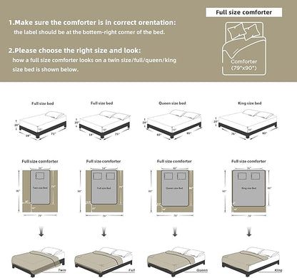 Litanika Oatmeal Full Comforter Set, 3 Pieces Tufted Boho Farmhouse Bedding Comforter Sets, Lightweight Fluffy Comforter Bed Set for All Season (79x90In Comforter and 2 Pillowcases)