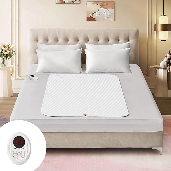 Bwarm Waterproof Heated Mattress Pad, Mini Twin Electric Mattress pad ETL Certified Bed Warmer with Memory Function 9 Heat Settings, 1-12 Hours Auto Off Deep Pocket, Machine Washable, White 31" x 55"