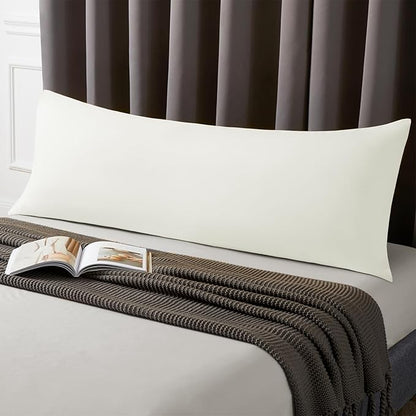 MILVOWOC 2Pcs Brushed Microfiber Body Pillowcases - 20 x 48 Inch, White Pillow Case Set Non Slip Envelope Pillow Cover with Moisture Absorption and Anti-Wrinkle