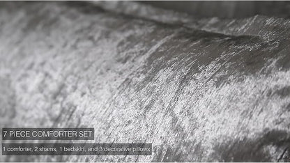 Riverbrook Home Turin Comforter Set, Queen, Silver, 7-Piece Set